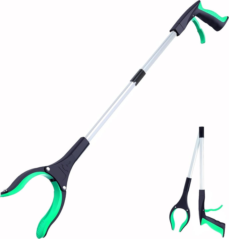 POPDA Grabber Reacher Tool - 32” Extra Long Foldable Gripper and Reaching Tool - Heavy Duty Pick Up Stick Grabbers for Seniors, Trash, Surgery Recovery Must Haves Gifts (Green) - Image 1